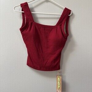 NEW OGL Red Tank Athletic Built in Bra Fitted Ribbed Women’s Small Gym Casual